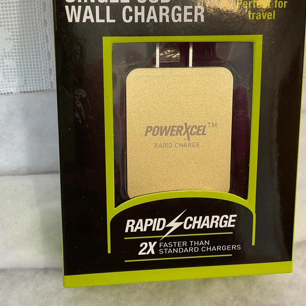 USB Wall charger box gold tone